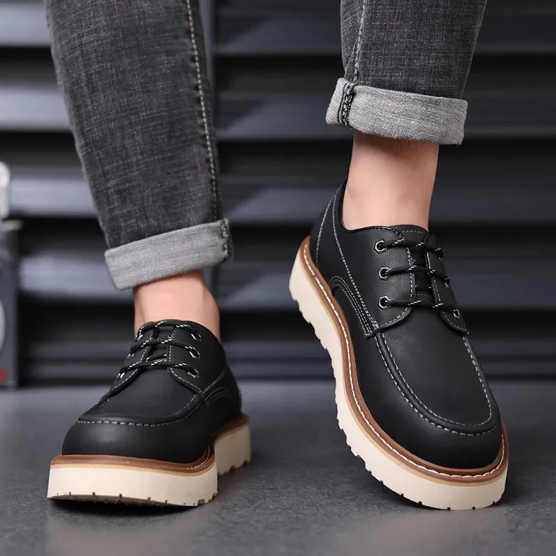 Hnzxzm Casual High Quality Men's Shoes lace up Leather Casual Shoe outdoor Comfortable Lined Fashion Shoes Men's Shoes