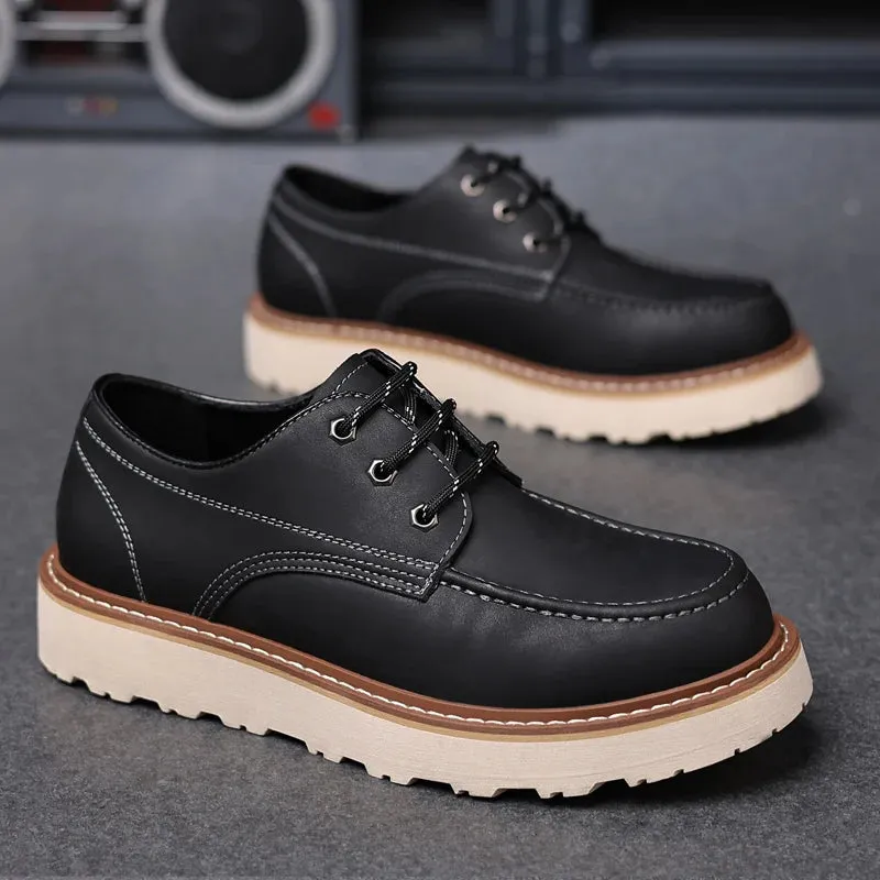 Hnzxzm Casual High Quality Men's Shoes lace up Leather Casual Shoe outdoor Comfortable Lined Fashion Shoes Men's Shoes