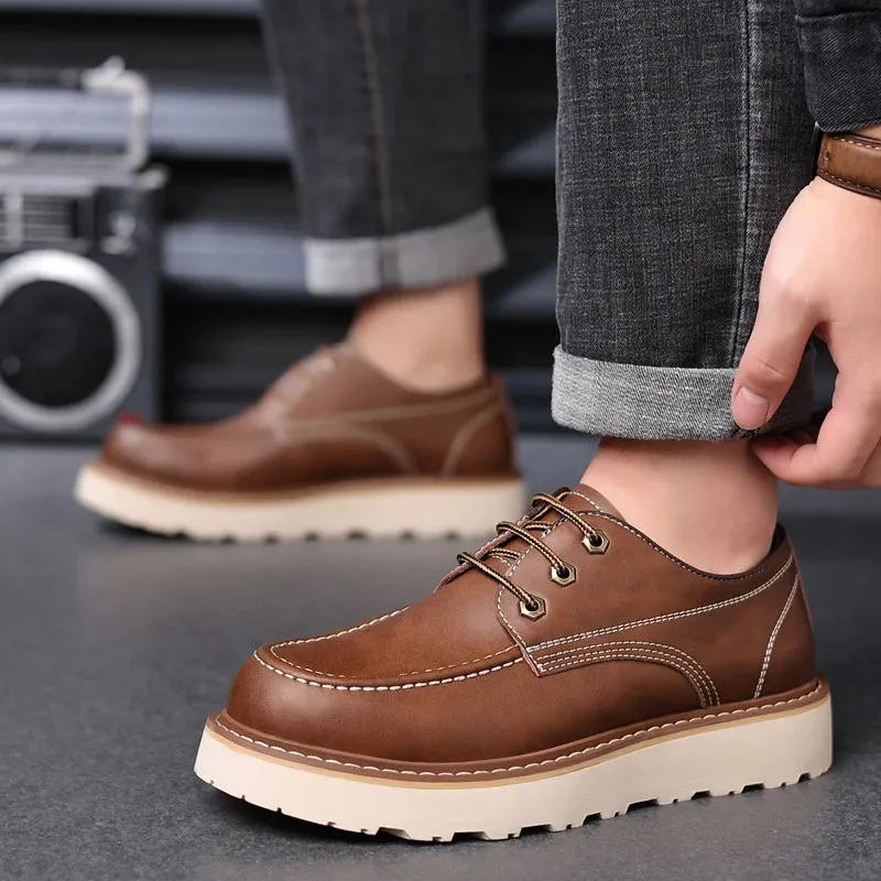 Hnzxzm Casual High Quality Men's Shoes lace up Leather Casual Shoe outdoor Comfortable Lined Fashion Shoes Men's Shoes