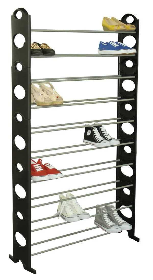 Home Basics 50 Pair Metal Shoe Rack, Black