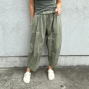 IBIZA TOWN parachute pants WASHED KHAKI *NEW*