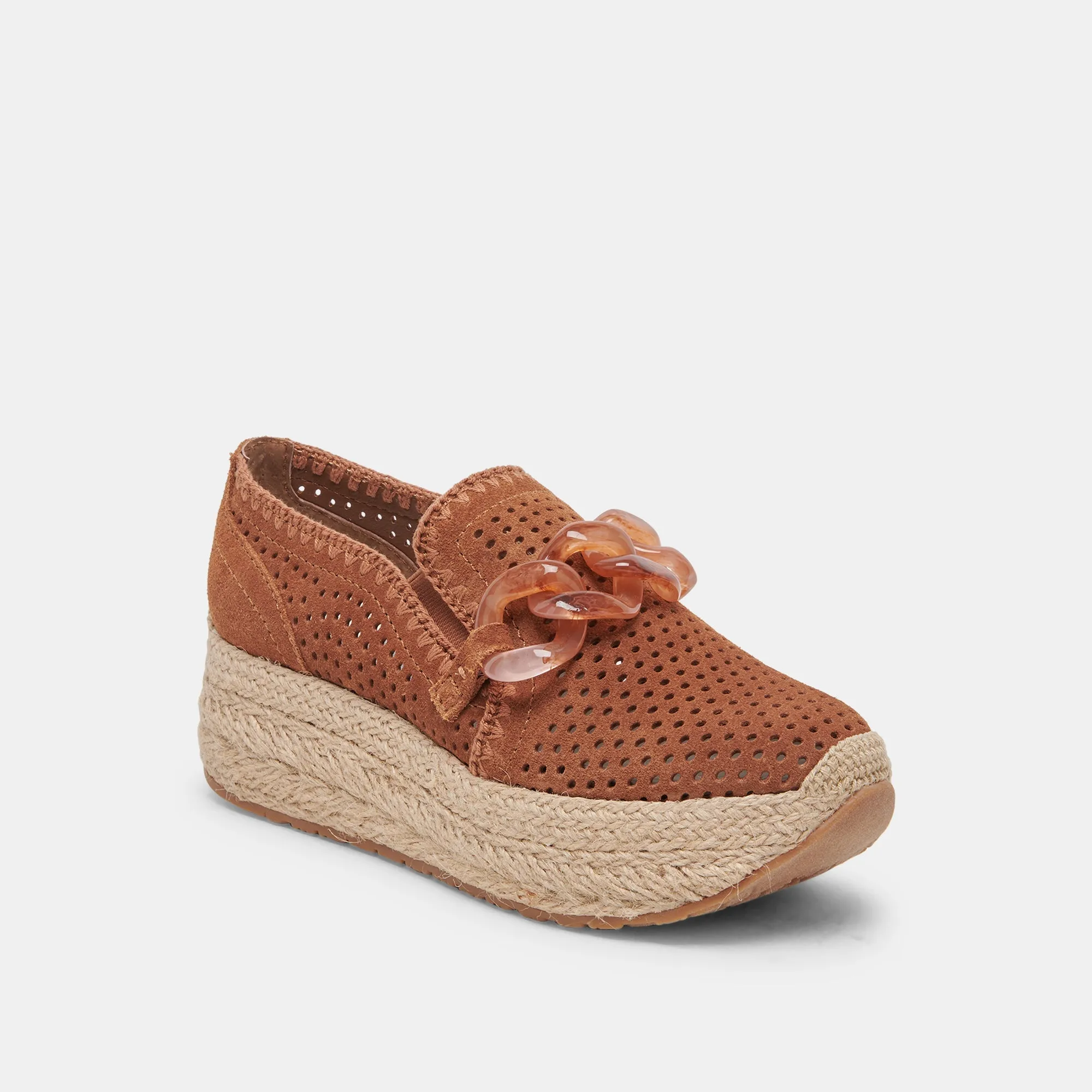 JHENEE ESPADRILLE SNEAKERS PECAN PERFORATED SUEDE - re:vita