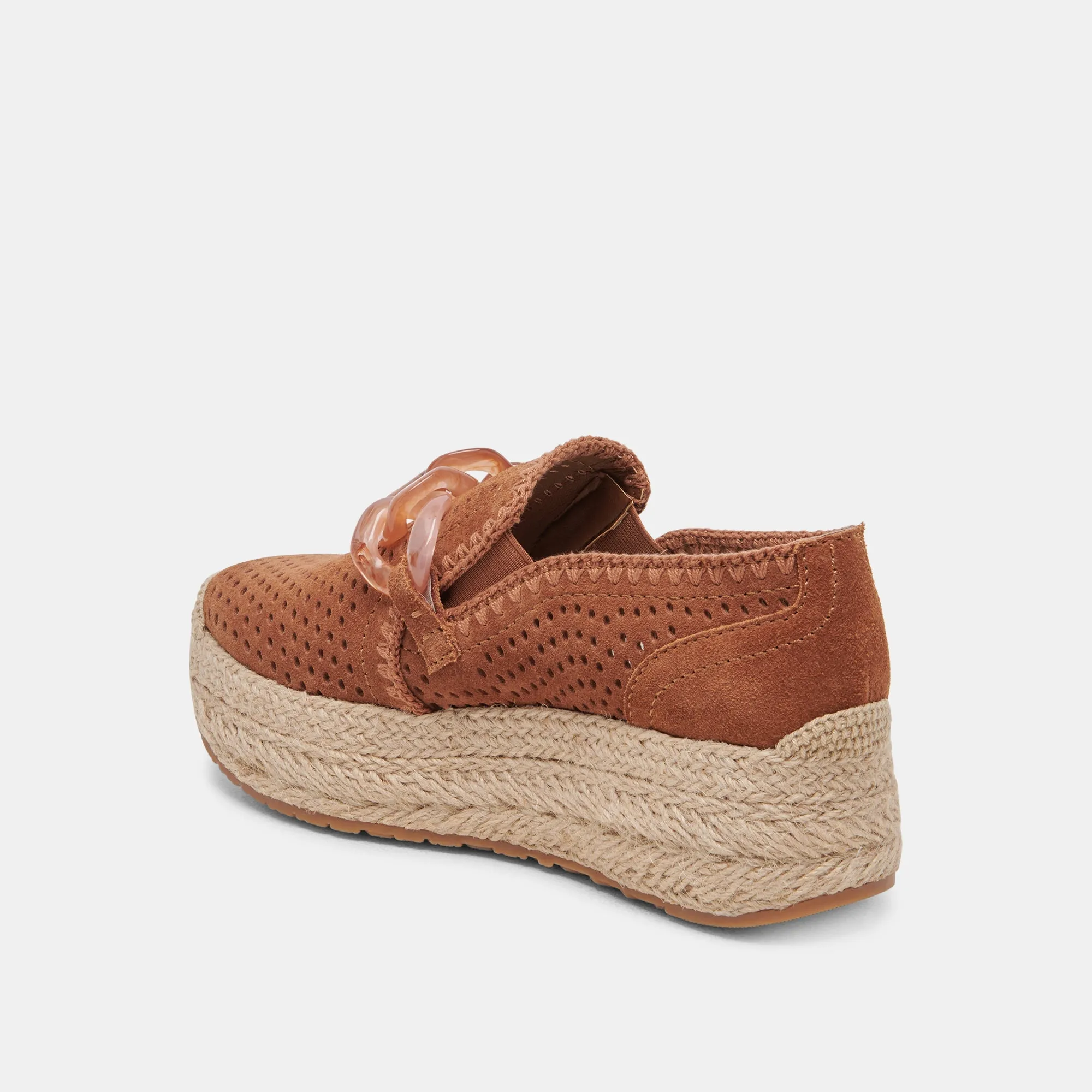 JHENEE ESPADRILLE SNEAKERS PECAN PERFORATED SUEDE - re:vita