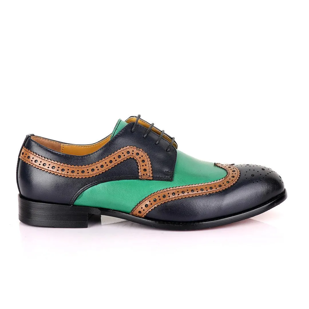 John Mendson Blue Green With Brown Oxford Shoe