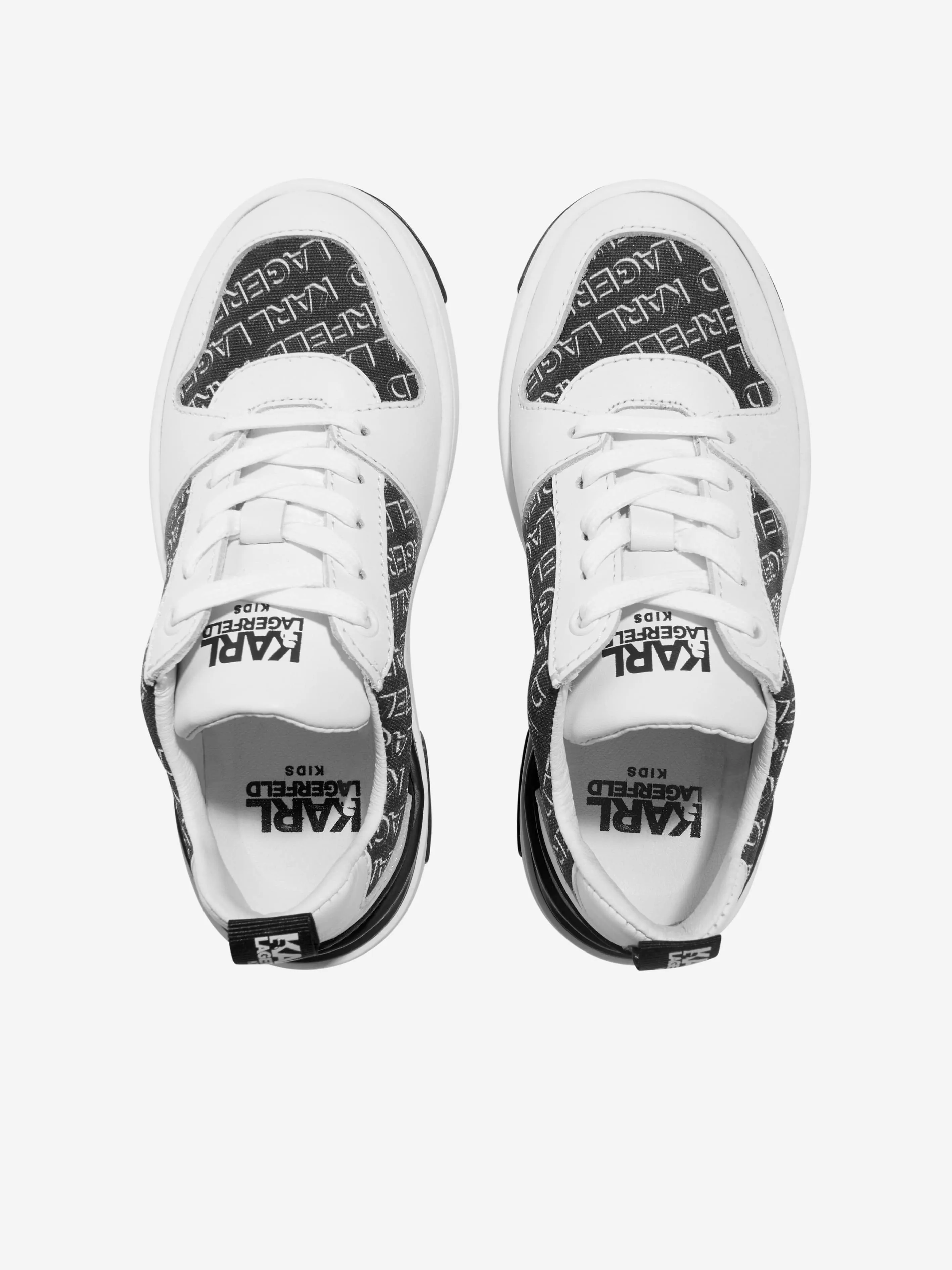 Karl Lagerfeld Boys Leather Logo Trainers in White