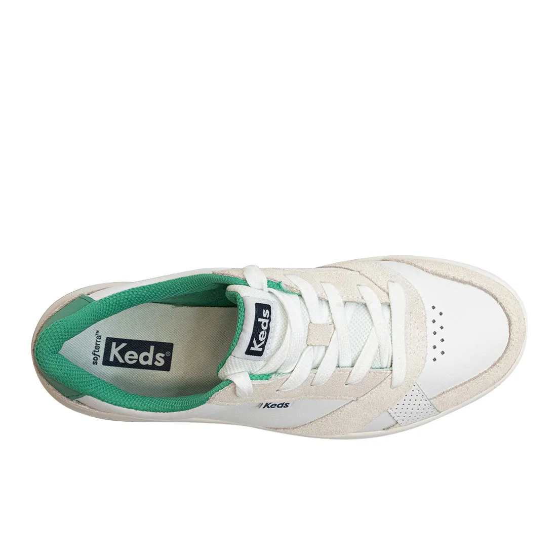 Keds Womens' The Court Leather Sneaker White/Green (WH68224)