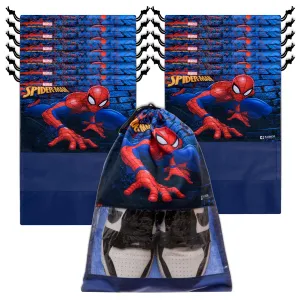 Kuber Industries Marvel Spiderman Shoe Cover | Travel Shoe Storage Bags | Polyester Storage Bag | Drawstring Shoe Cover | Shoe Organizer with Clear Window | Pack of 12 | Navy Blue