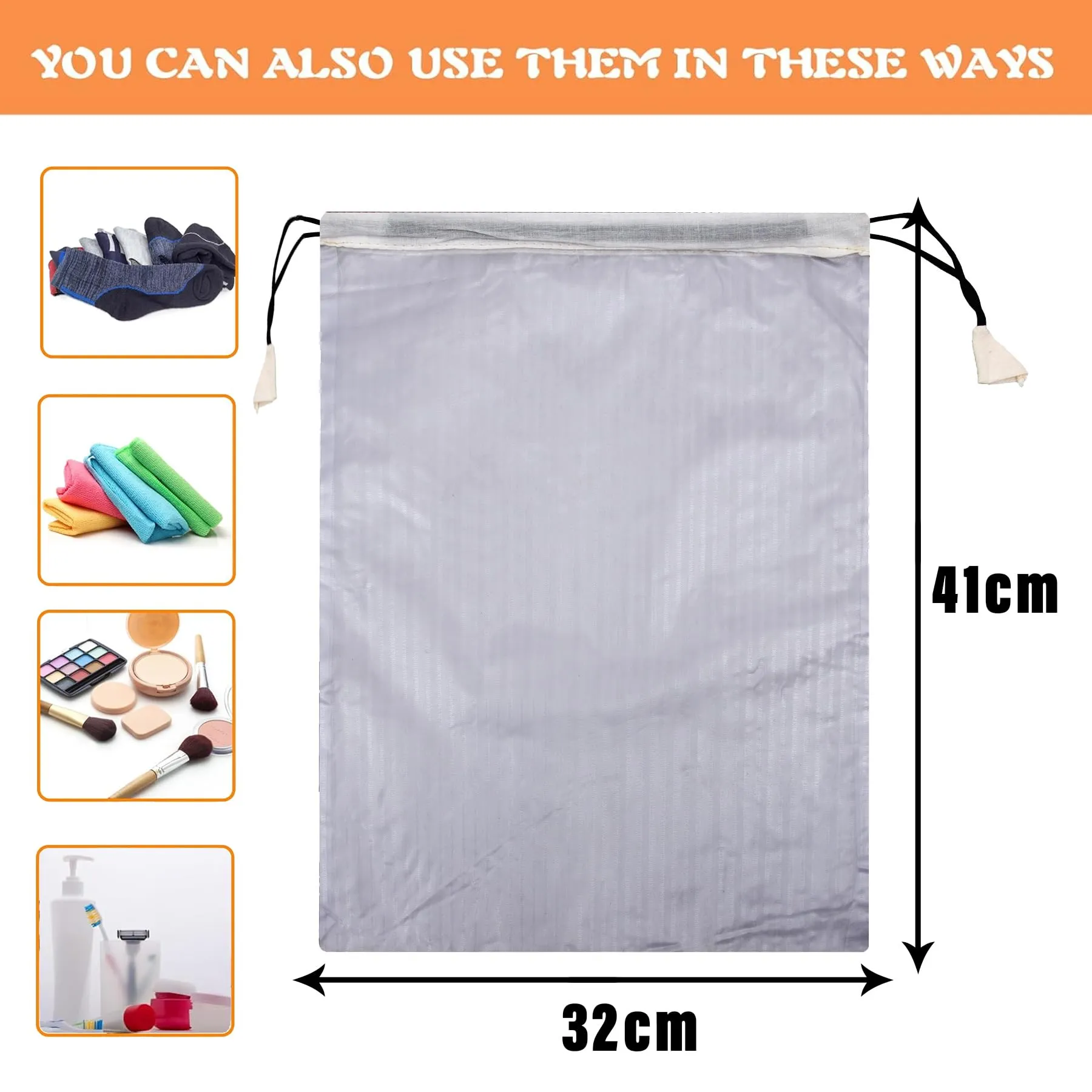 Kuber Industries Shoe Cover | Travel Shoe Storage Bags | PVC Storage Bags | Drawstring Shoe Cover | Transparent Shoe Storage Organizer | Lining-Design | Pack of 18 | White