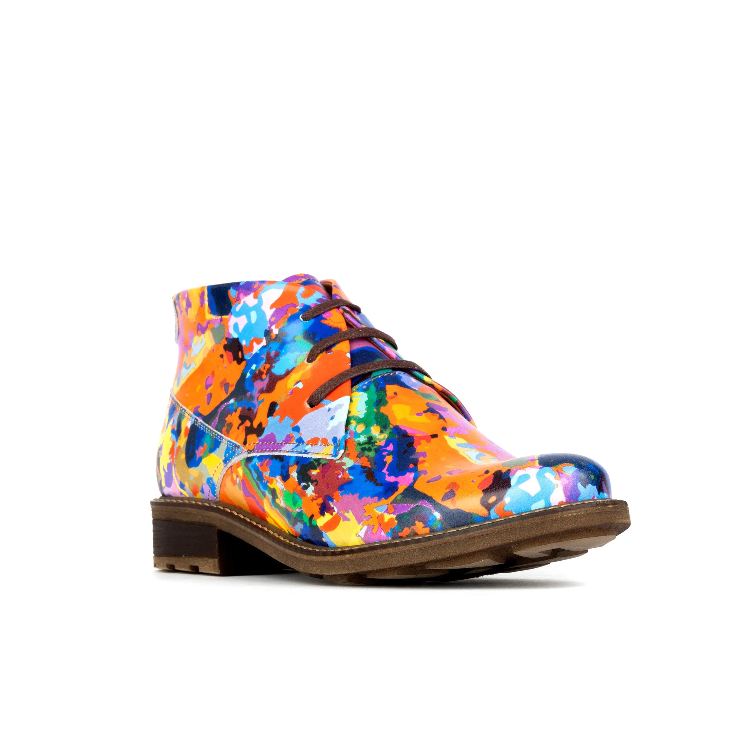 Laviva - Summer Multi - Women's round toe wide fitted colourful leather ankle boot