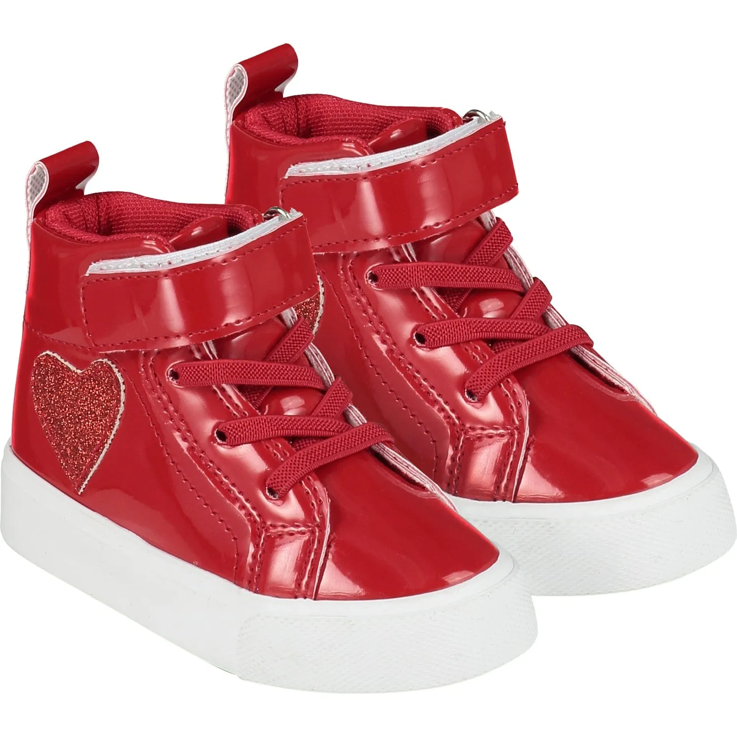 LITTLE A - Sweetheart Glitter Heart High Top - Red