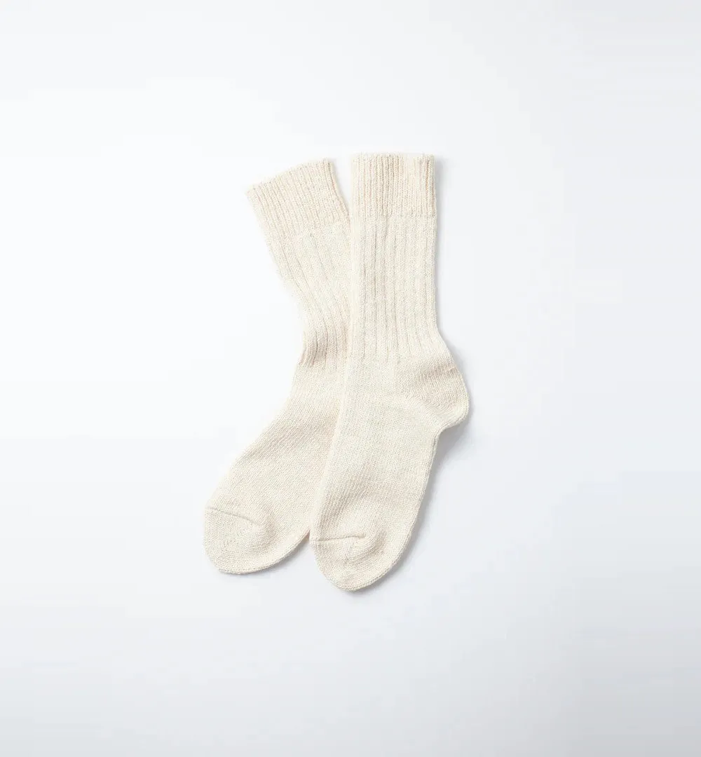 Low Gauge Slub Crew Socks (Ecru)