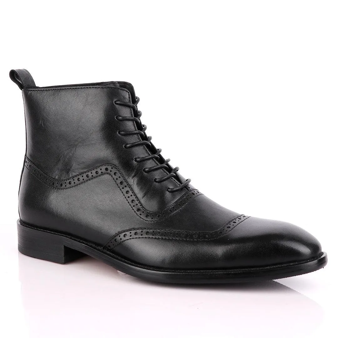 Massimo Dutti High tops Brogues Lace-up Leather Black Chelsea Boot