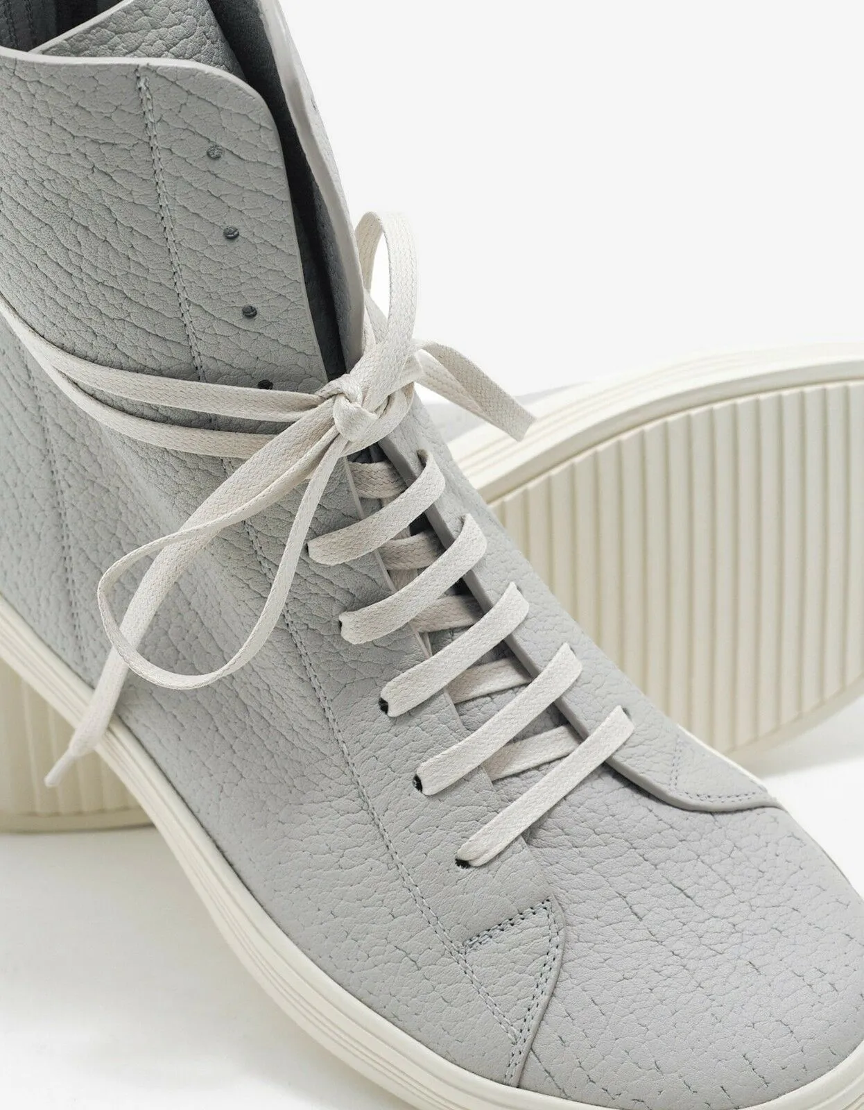 Mastosneaks Grey Grain Leather High Top Trainers