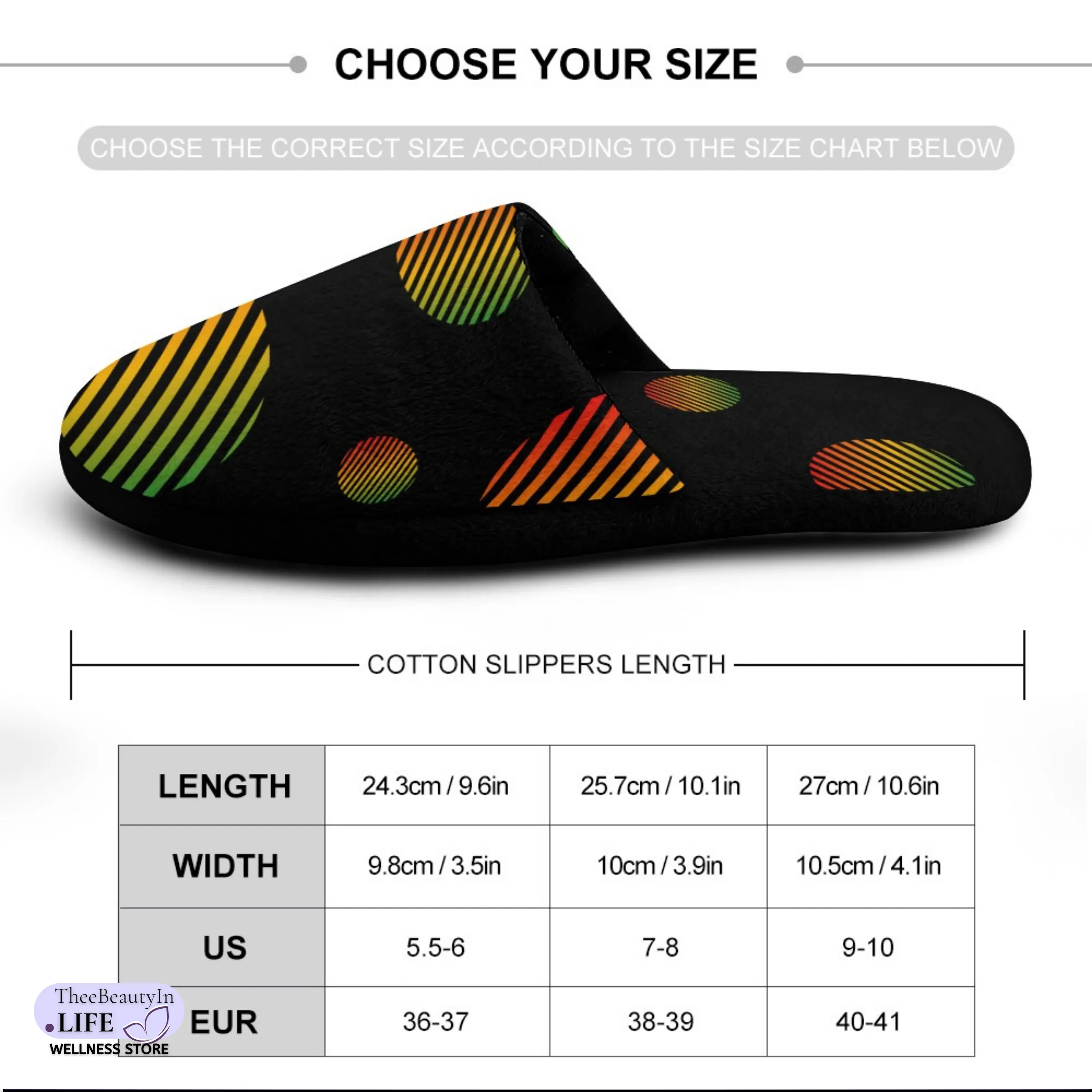 Memory Foam Slippers - Circle of History | Indoor Shoes for Women | Juneteenth Flag House Shoes | Bedroom Shoes with Red, Green, and Gold | Cute Black Slippers with Abstract Circles