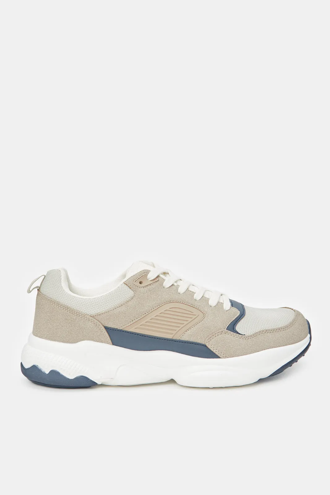 Men Beige Colour Block Chunky Trainers