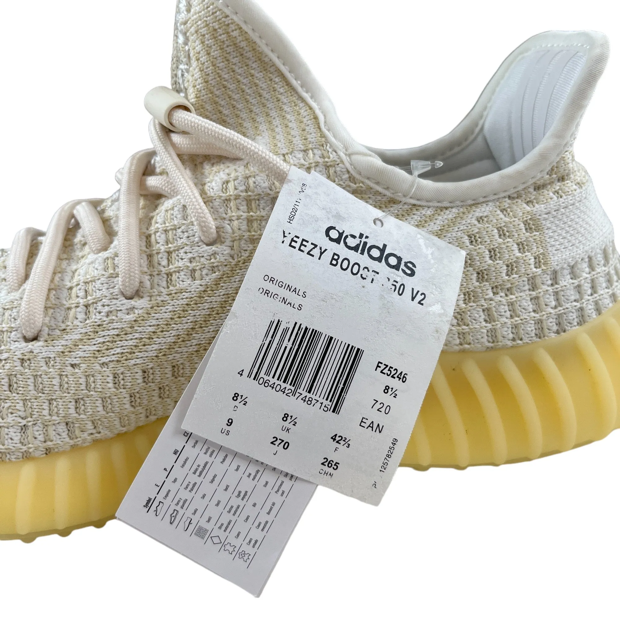 Men's Boost 350 V2 Bone Low Trainers Cream Size EU 42.5 / UK 8.5