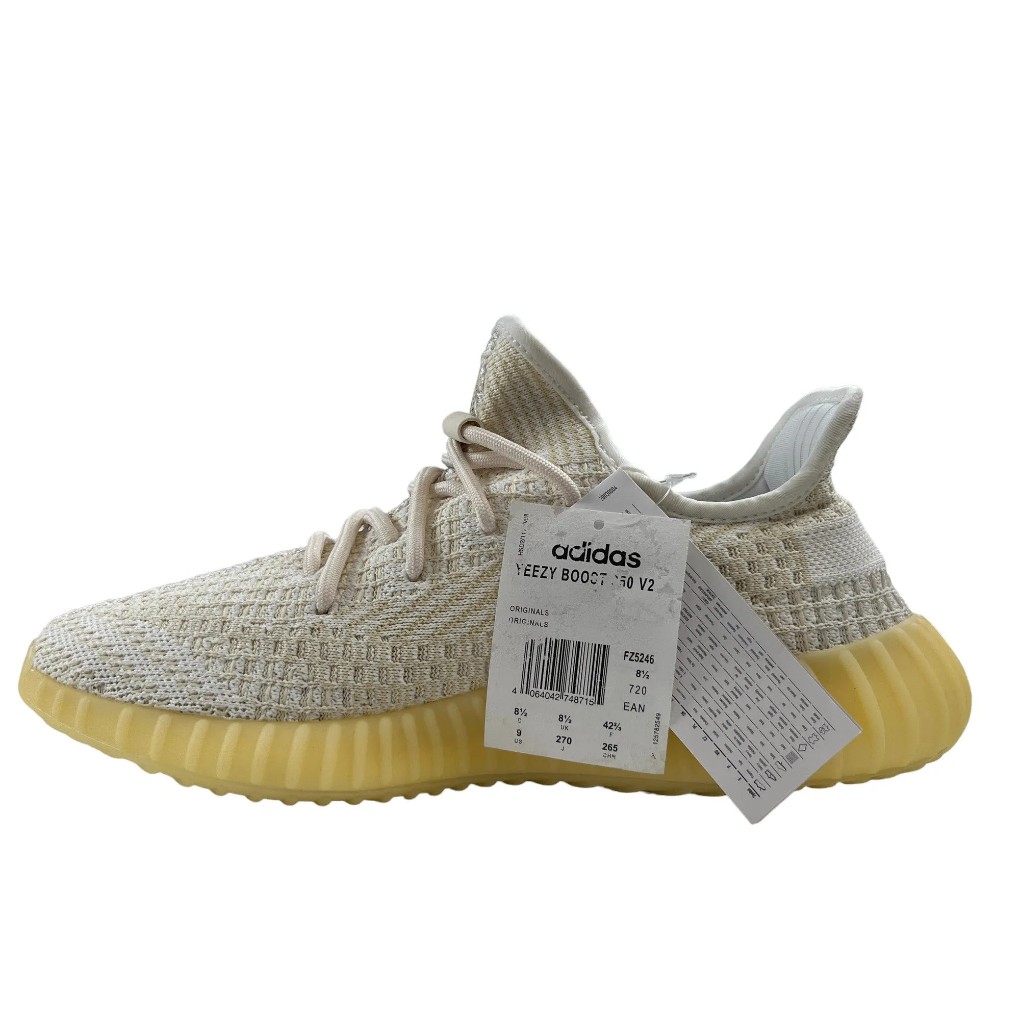 Men's Boost 350 V2 Bone Low Trainers Cream Size EU 42.5 / UK 8.5