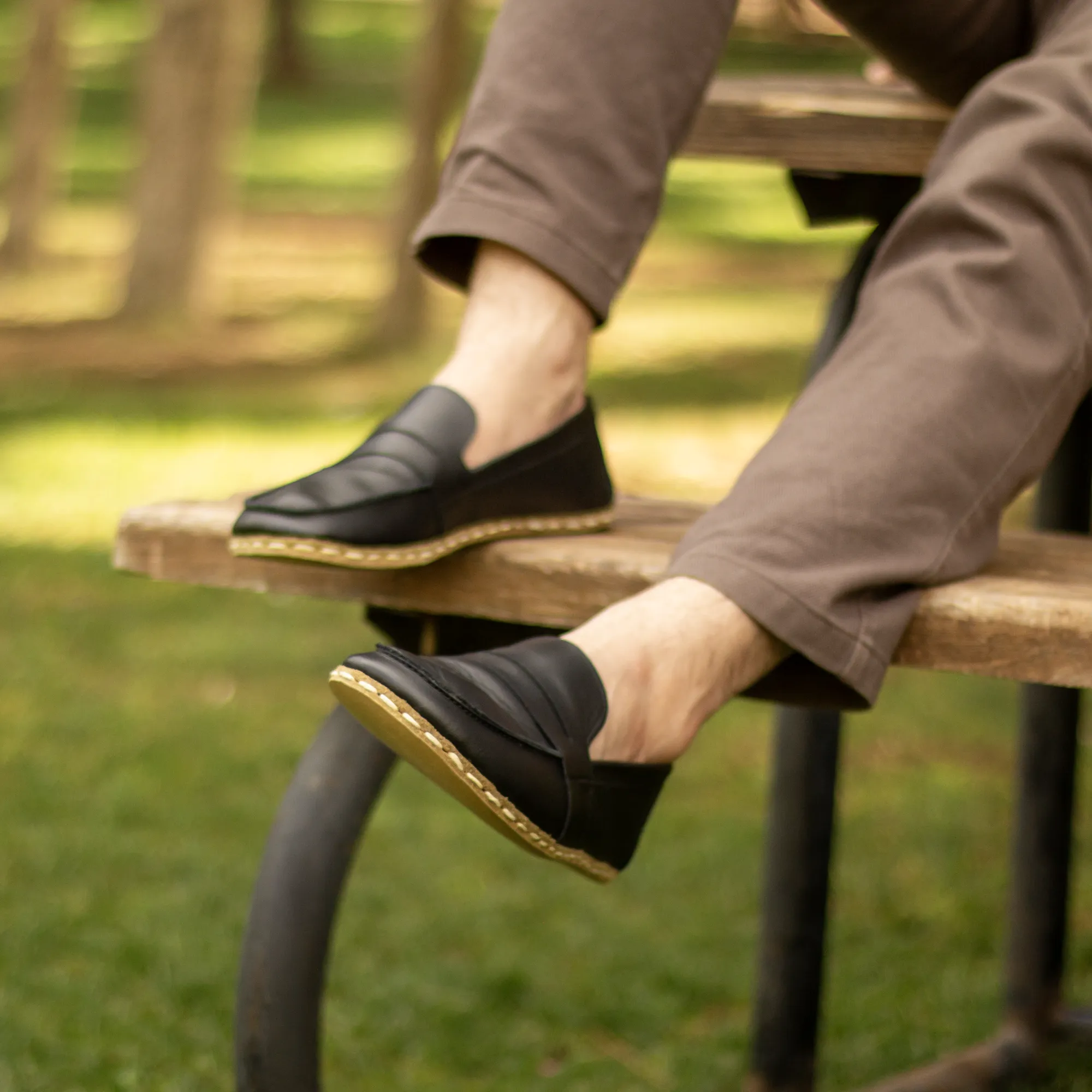 Men's Leather Earthing Barefoot Shoes Black