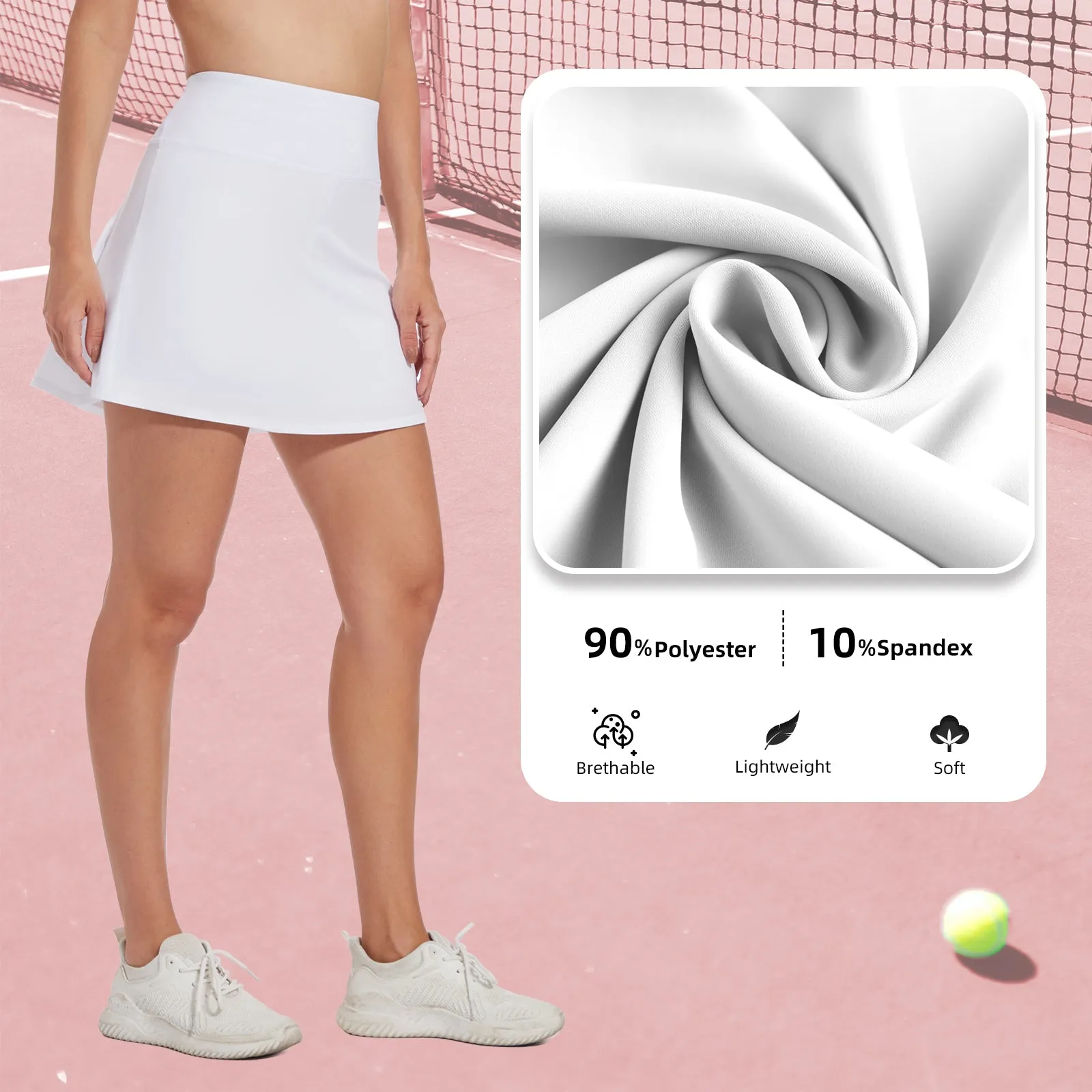 MOTEEPI Tennis Skirts for Women High Waisted Golf Athletic Workout Skort with Shorts Pockets