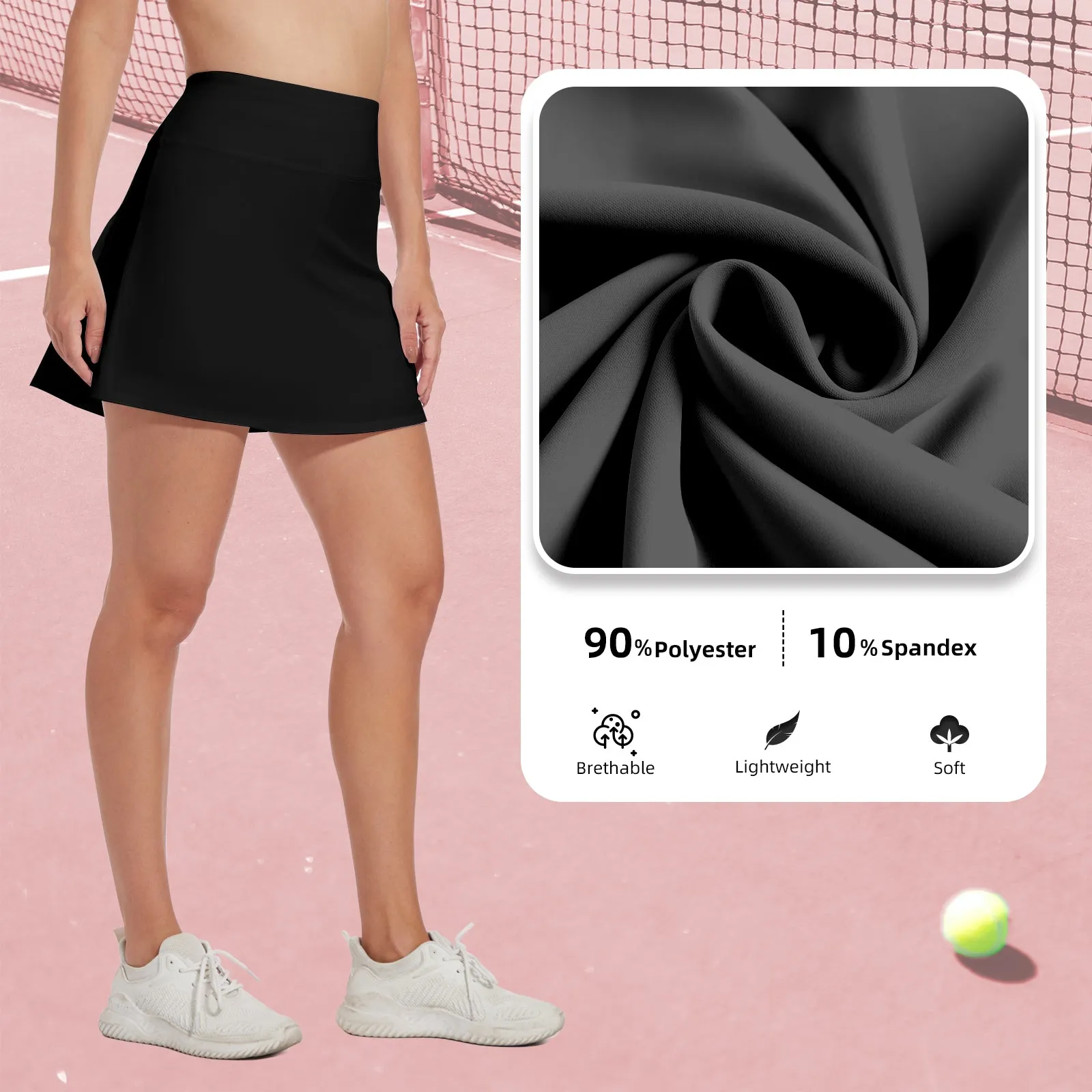 MOTEEPI Tennis Skirts for Women High Waisted Golf Athletic Workout Skort with Shorts Pockets