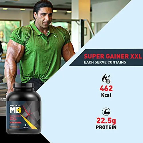 MuscleBlaze Super Gainer Powder -Xxl, Muscle Mass High Protein Gainer (Chocolate, 2 Kg / 4.4 Lb)