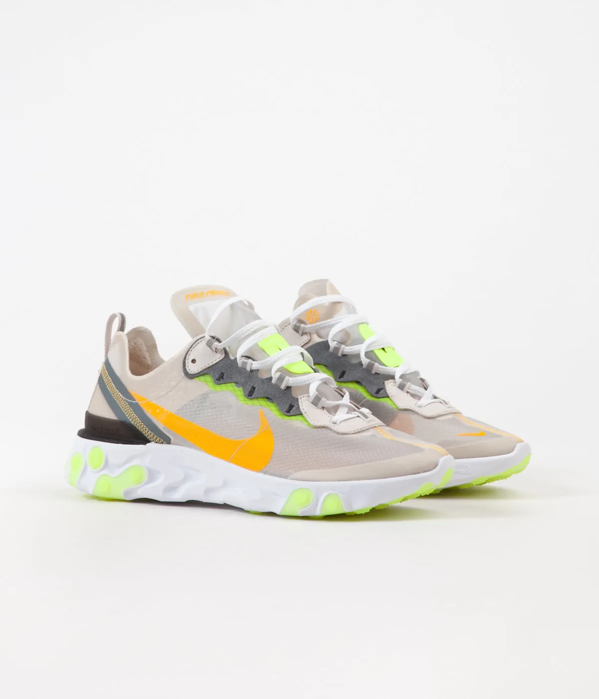 Nike React Element 87 Shoes - Light Orewood Brown / Laser Orange - Volt Glow