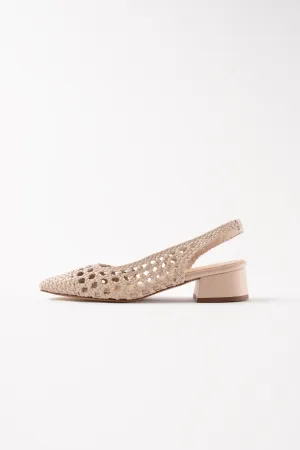 NOVA TARRAGONA - Beige Woven Leather Slingback Ballerina Flats