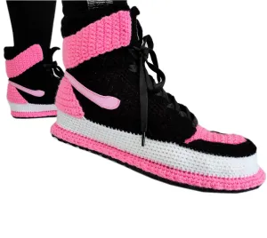 Pink Crochet Custom Plush Soft Sneakers Slippers Breathable Socks Shoes