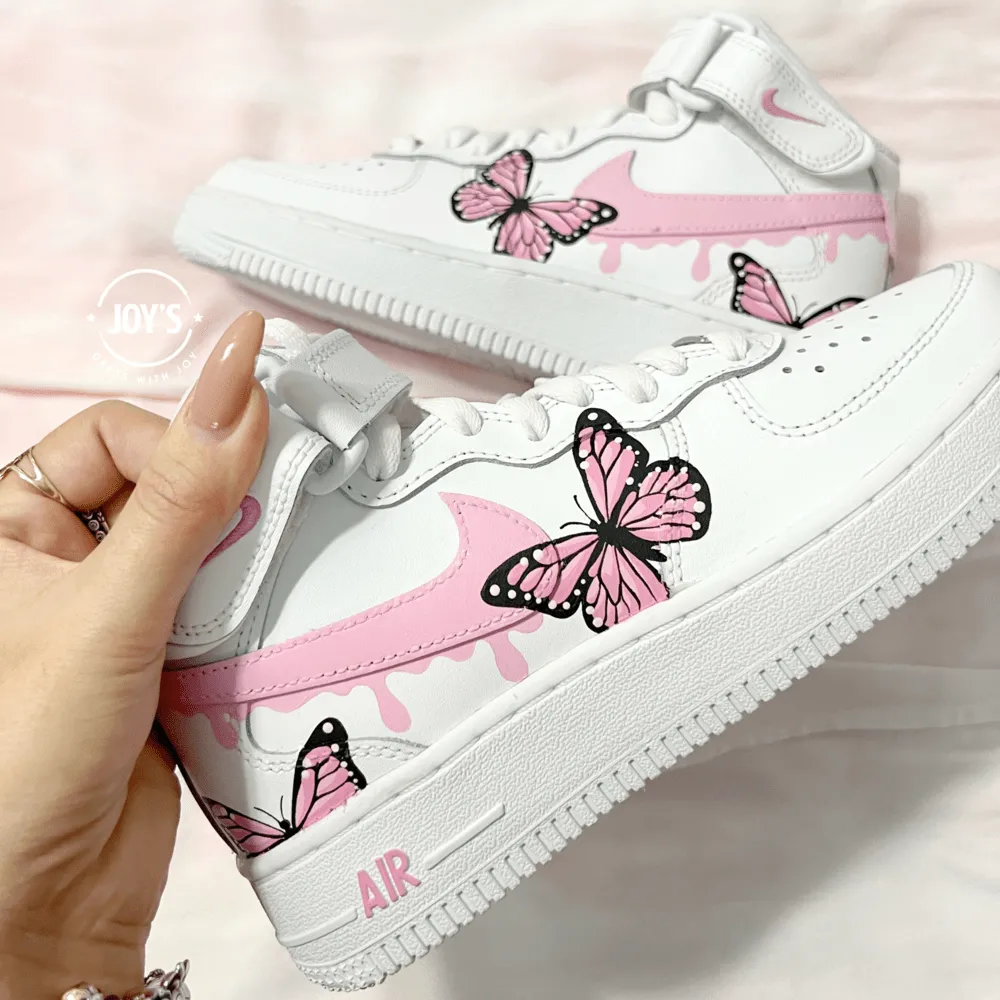 Pink Drip Butterflies Custom Air Force 1