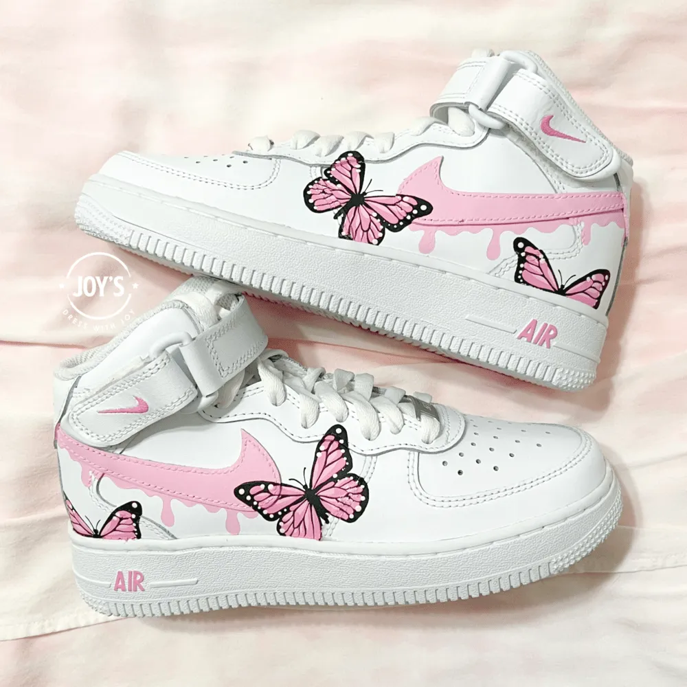 Pink Drip Butterflies Custom Air Force 1