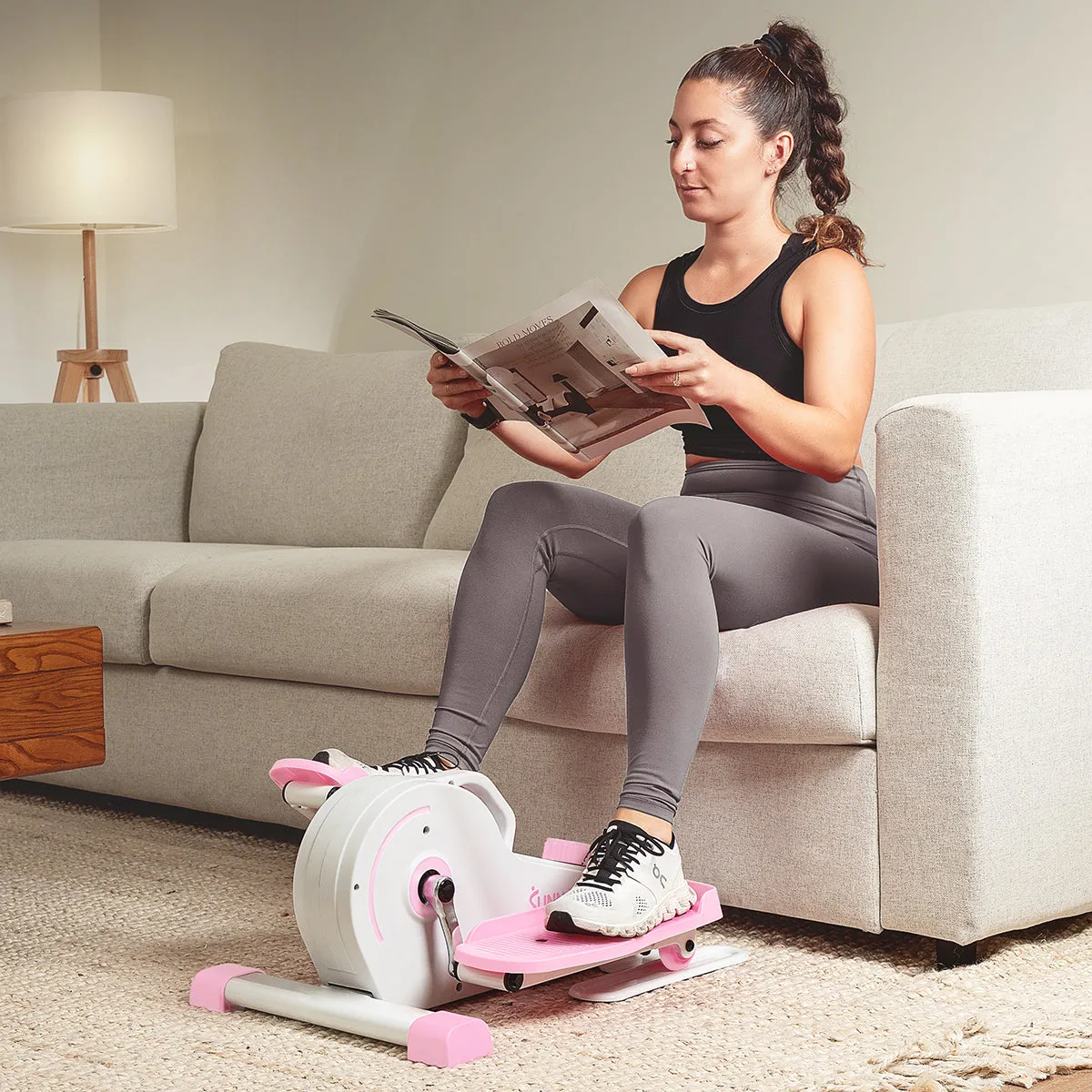 Pink Under Desk Exercise Elliptical Machine