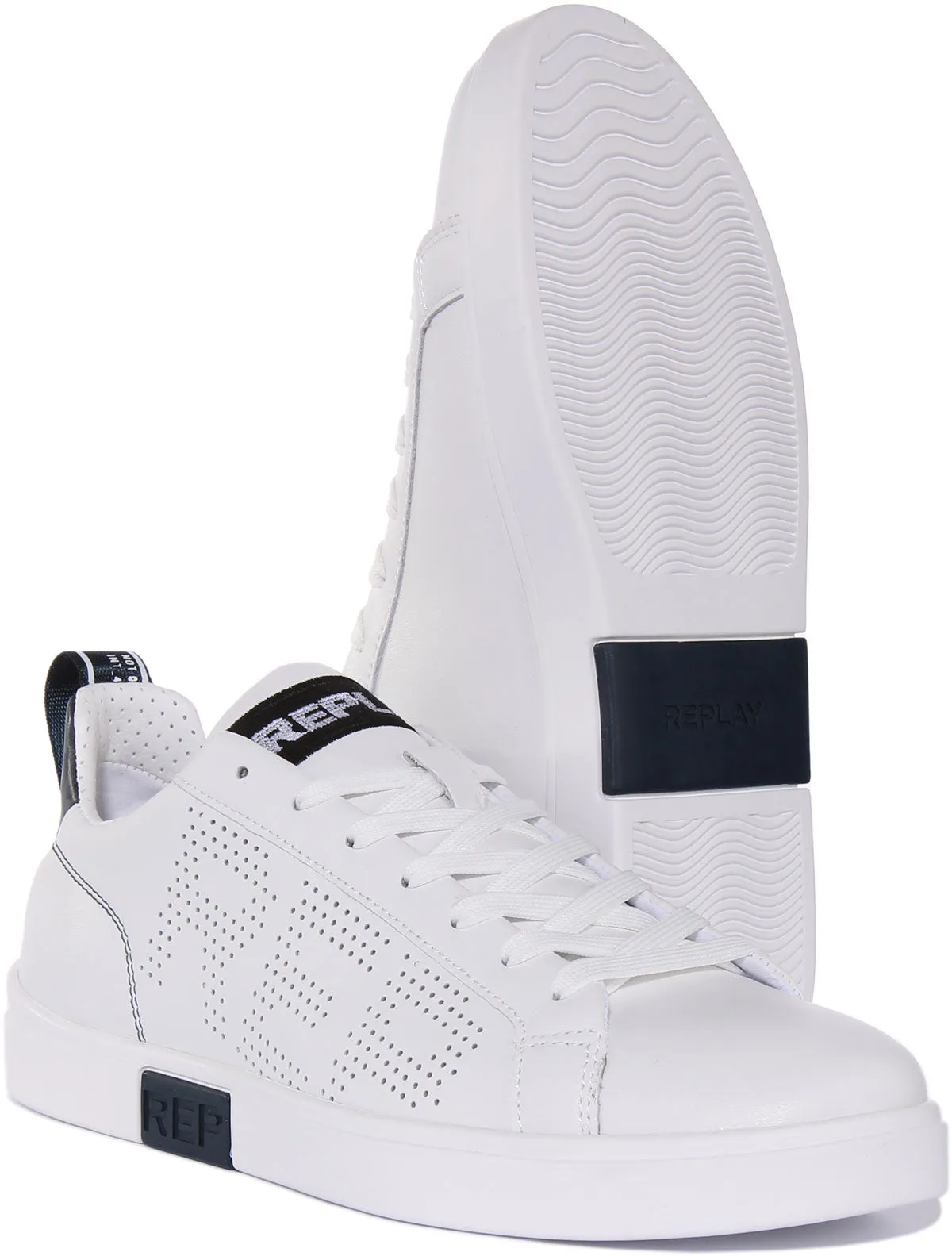 Replay Polaris Perf In White Navy For Men