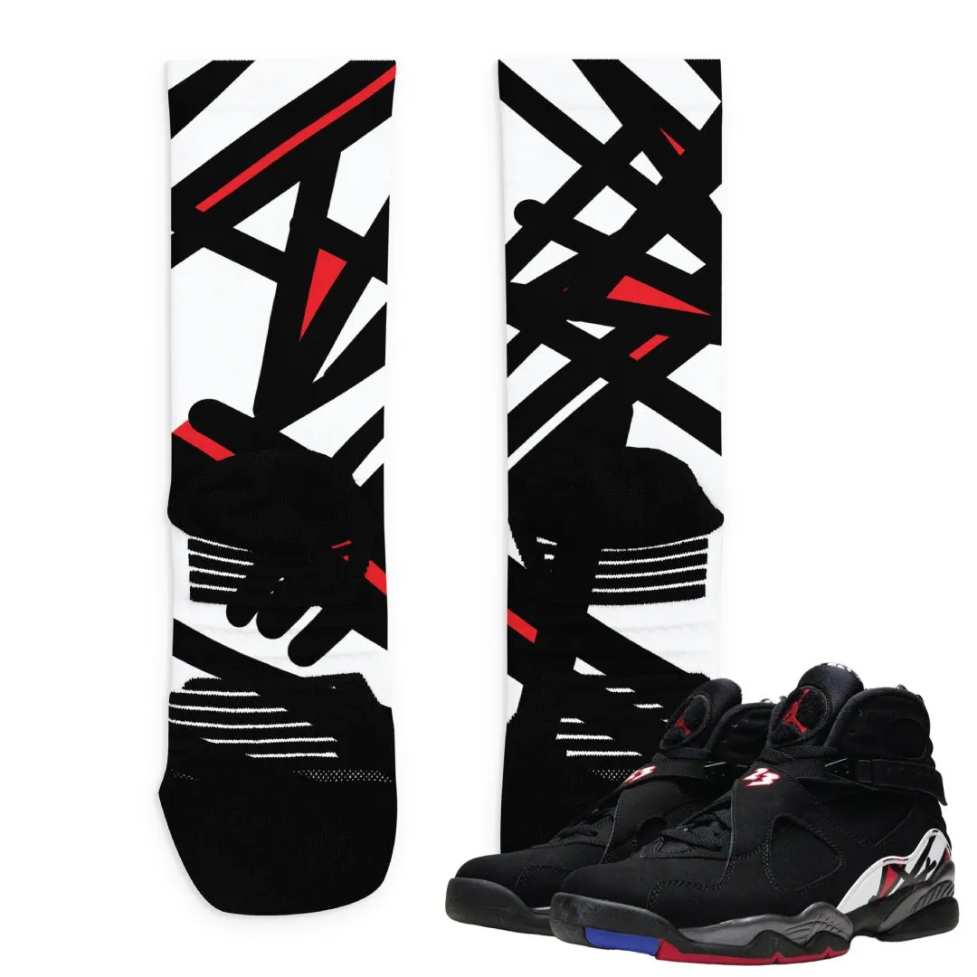 Retro 8 Playoff Pattern Socks