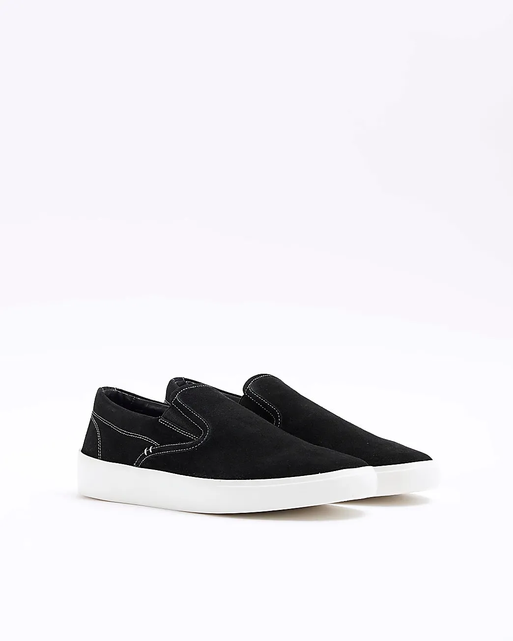 River Island Solomon Black Suede Slip On Mens Trainers