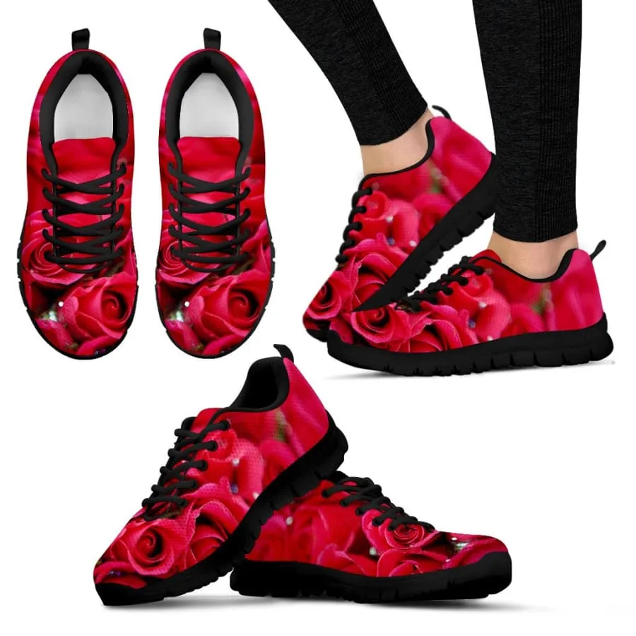 Roses Women's Sneakers|Red Roses Shoes|Valentines Gift