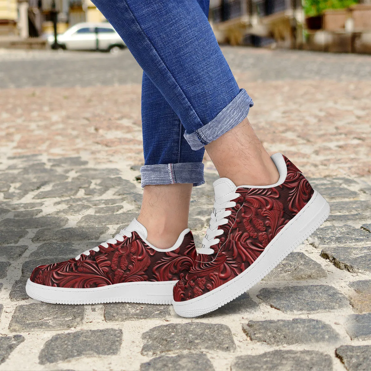 RVT Low Top Unisex Sneaker-Feligree Red