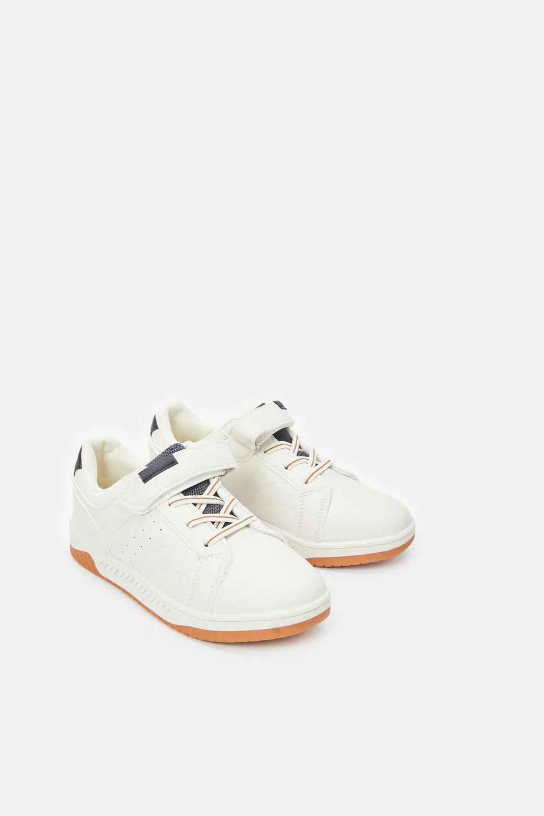 Senior Boys Beige Material Block Sneaker