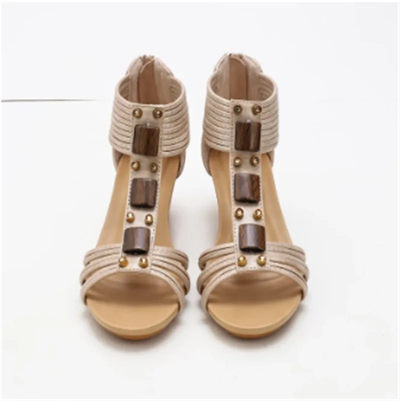 Sexy Sweet Mother Shoes Back Zipper Platform Roman Shoes - Women's shoes