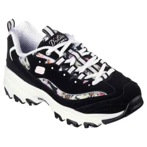 Skechers 149794 D'lites - Blooming Fields Ladies Black Multi Leather Lace Up Trainers