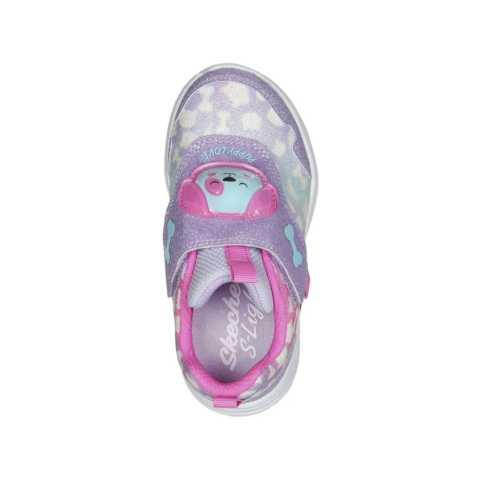 Skechers 302698N Glimmer Kicks Skech Pets Girls Lavender And Hot Pink Textile Touch Fastening Trainers