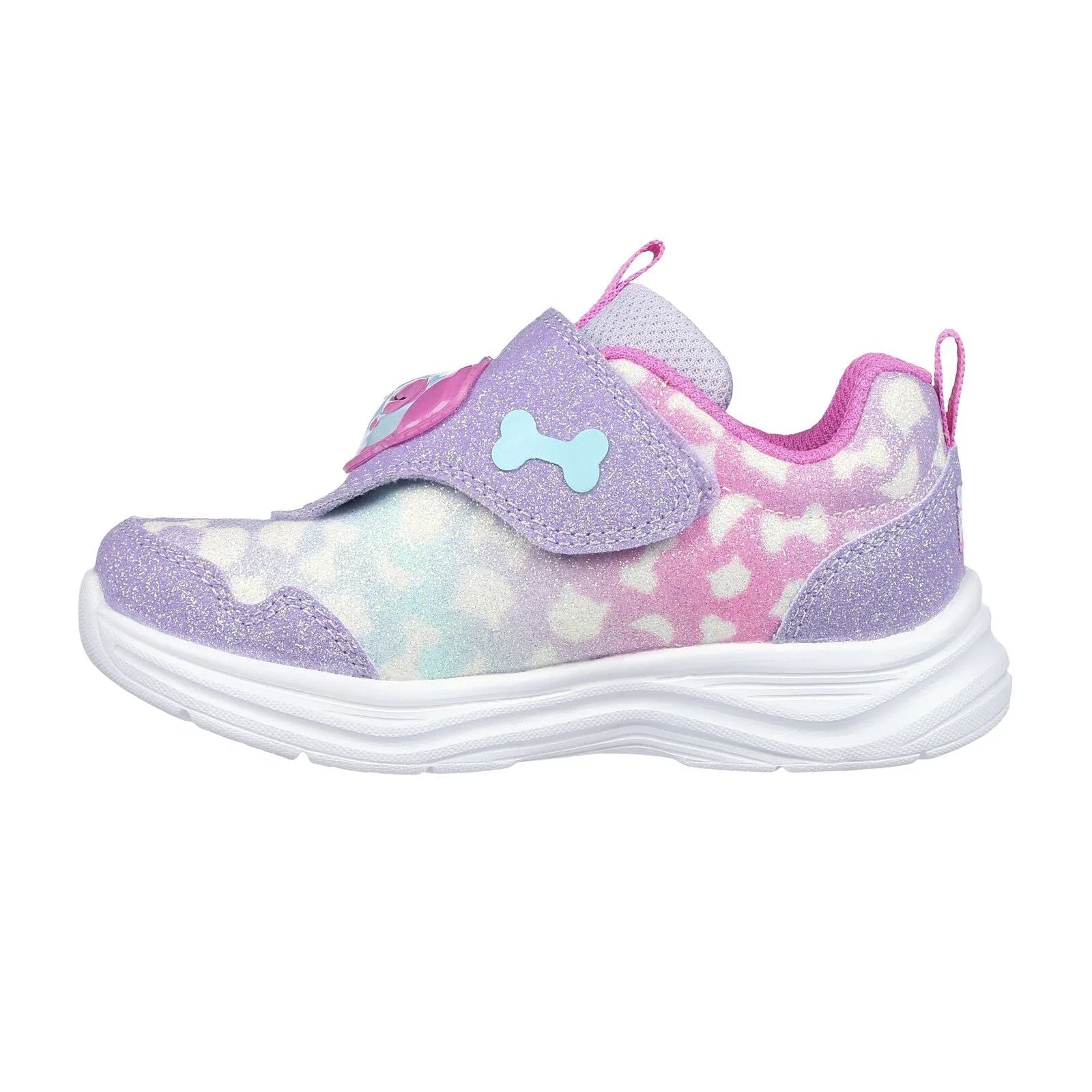 Skechers 302698N Glimmer Kicks Skech Pets Girls Lavender And Hot Pink Textile Touch Fastening Trainers