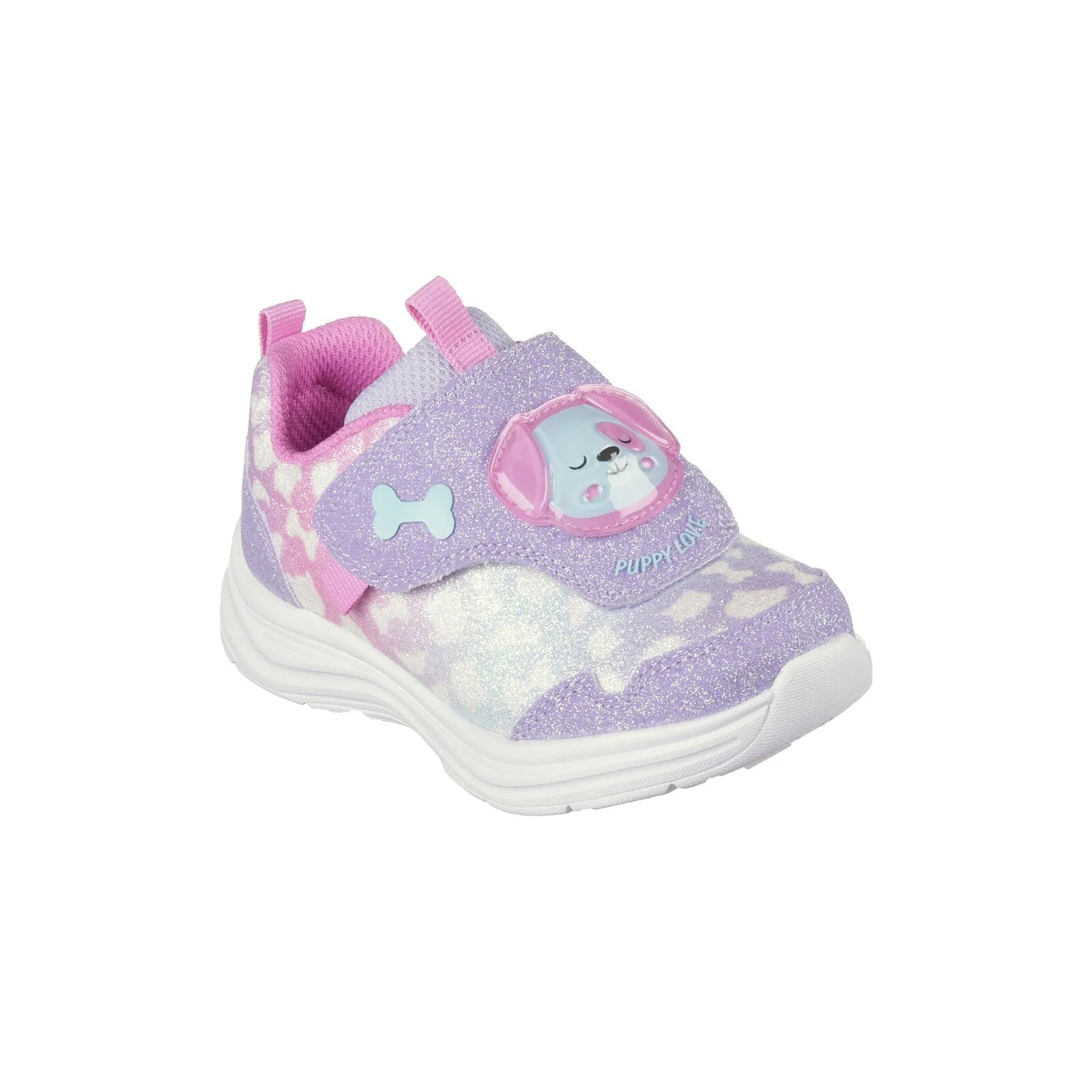 Skechers 302698N Glimmer Kicks Skech Pets Girls Lavender And Hot Pink Textile Touch Fastening Trainers