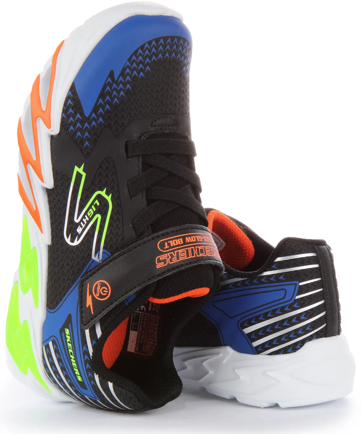 Skechers Flex Glow Bolt In Black Blue For Kids