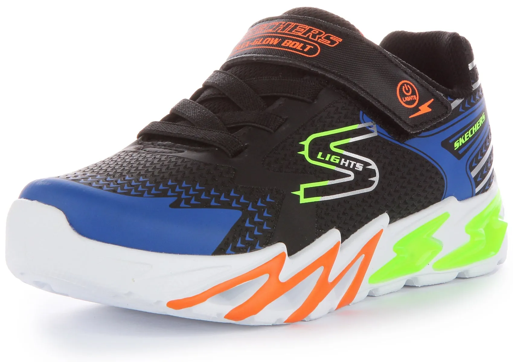 Skechers Flex Glow Bolt In Black Blue For Kids