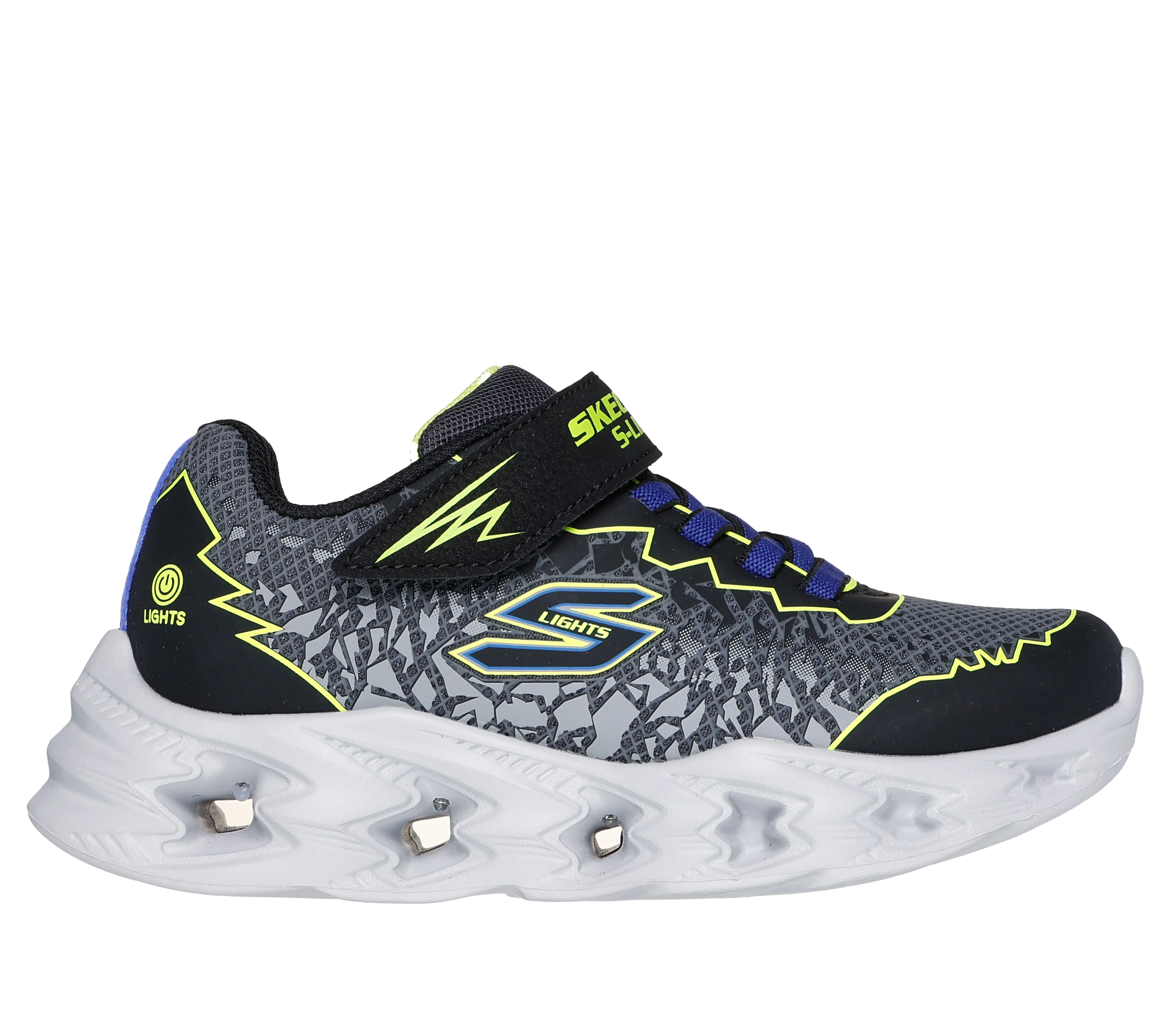 Skechers Vortex Zorento Boys Black Yellow Lights Trainer