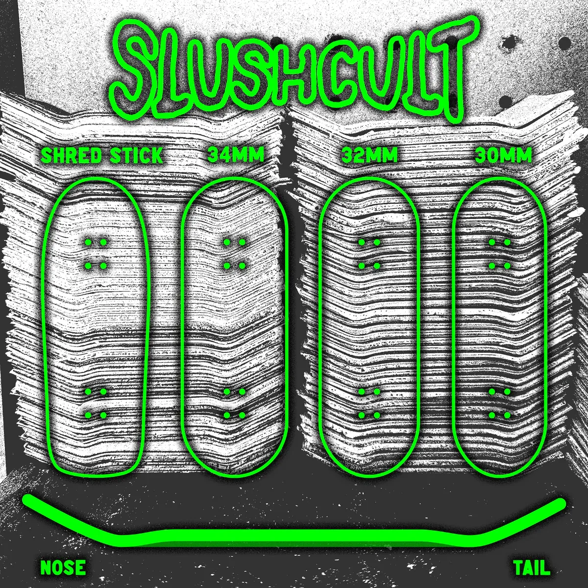 Slushcult Limited Black Plies Fingerboard Deck - Split Oval Logo