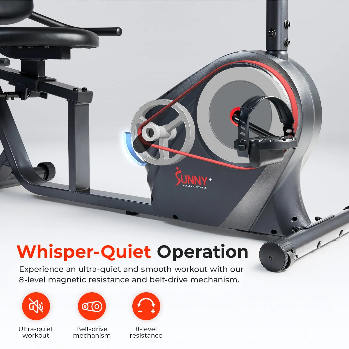 Smart Magnetic Resistance Recumbent Bike with Easy Adjustable Seat