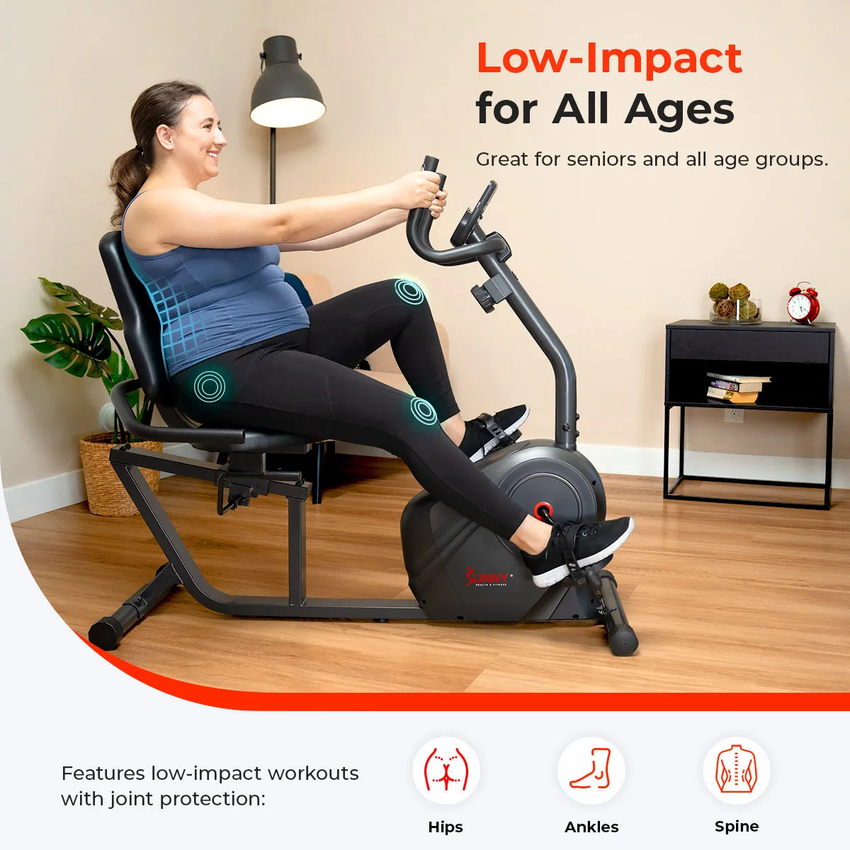 Smart Magnetic Resistance Recumbent Bike with Easy Adjustable Seat