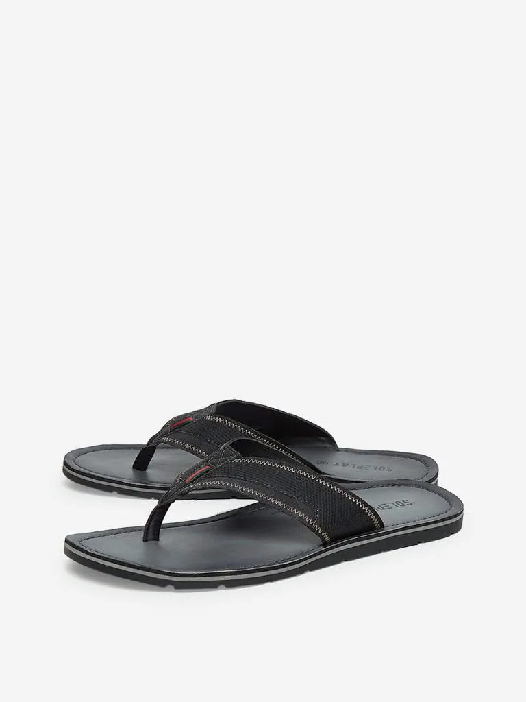 SOLEPLAY Black Exposed Stitching Sandals