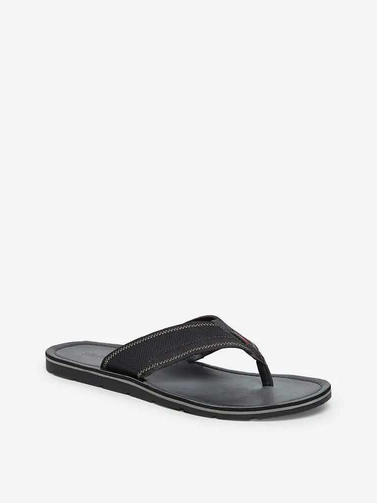 SOLEPLAY Black Exposed Stitching Sandals